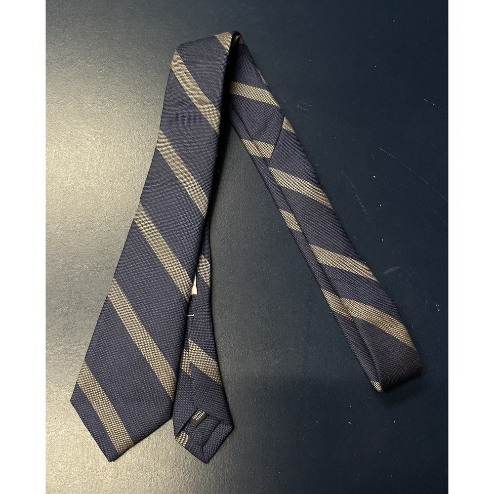 Brooklyn Tailors Mens Neck Tie 358 Grand Linen And Silk Blue Stripes 53x2.75"